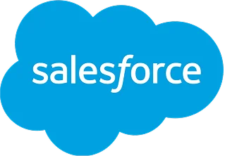 Salesforce logo featuring white text on a blue cloud icon