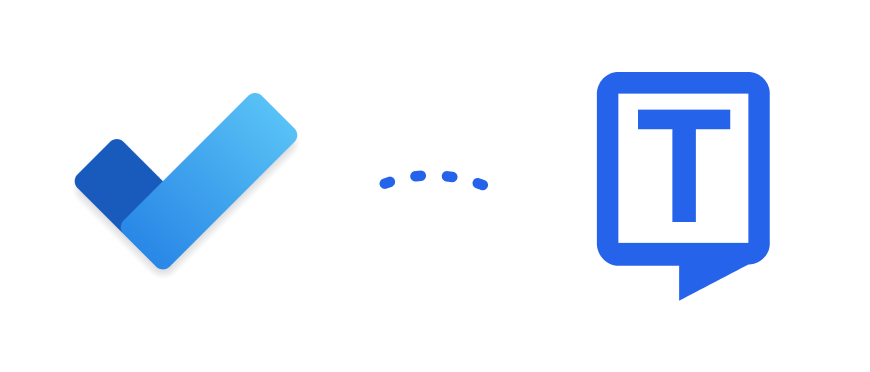 Logo Microsoft To Do dan Transkriptor dengan indikator koneksi di antaranya