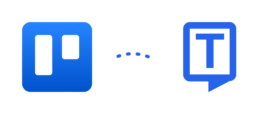 Ikon integrasi Trello dan Transkriptor menunjukkan koneksi mulus antara alat manajemen proyek dan transkripsi.