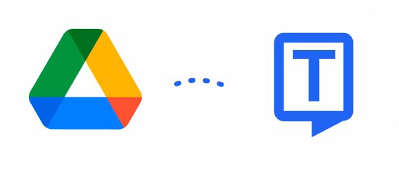 Ikona Google Drive propojená s ikonou Transkriptor pro integraci.