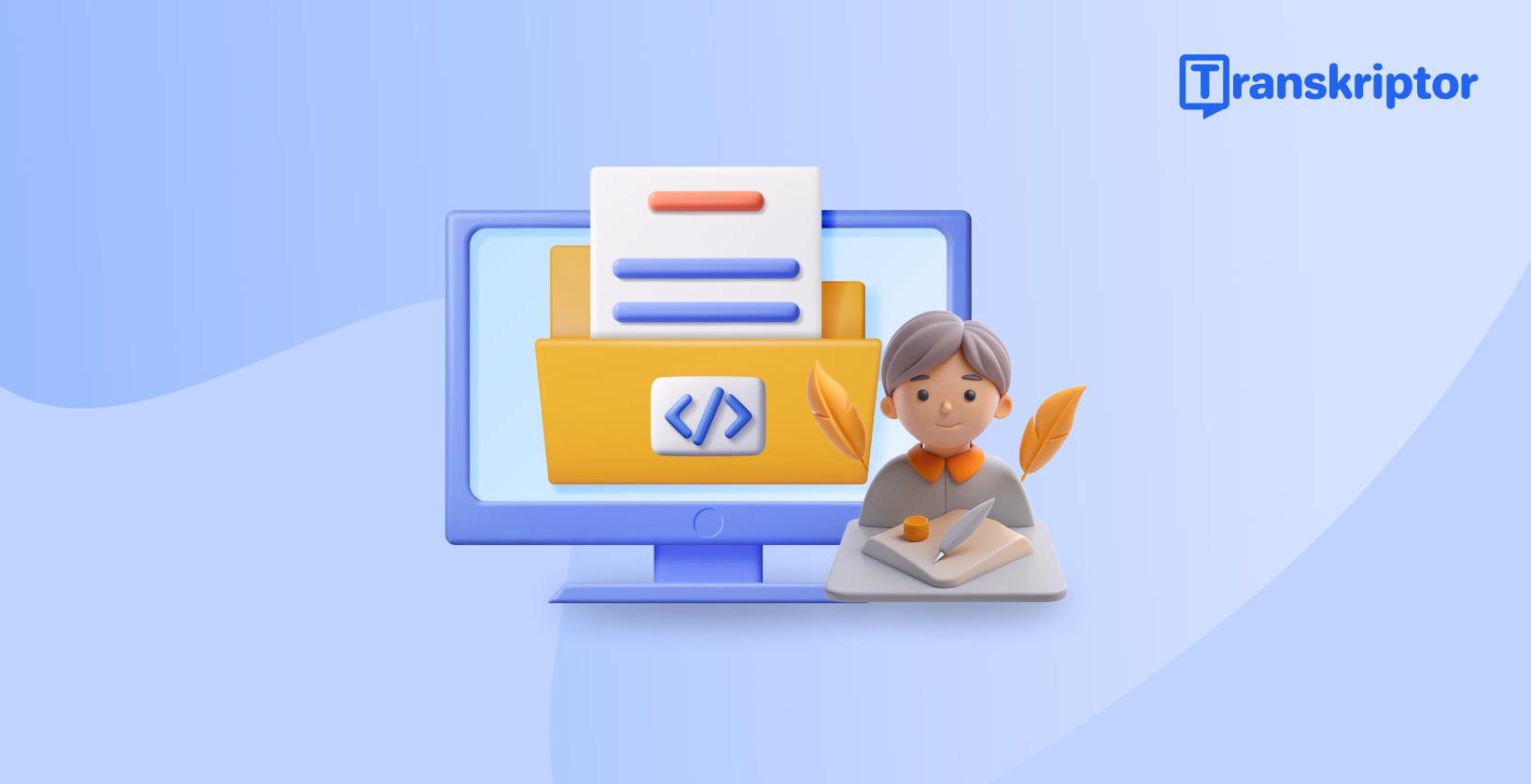 Interface informatique montrant un logiciel de transcription avec gestion de documents et conversion audio pour écrivains.