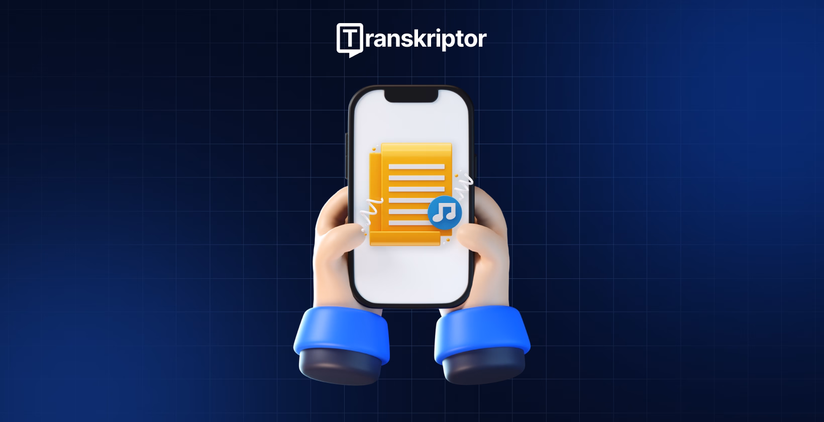 ממשק אפליקציית Transkriptor באייפון לתמלול יעיל.