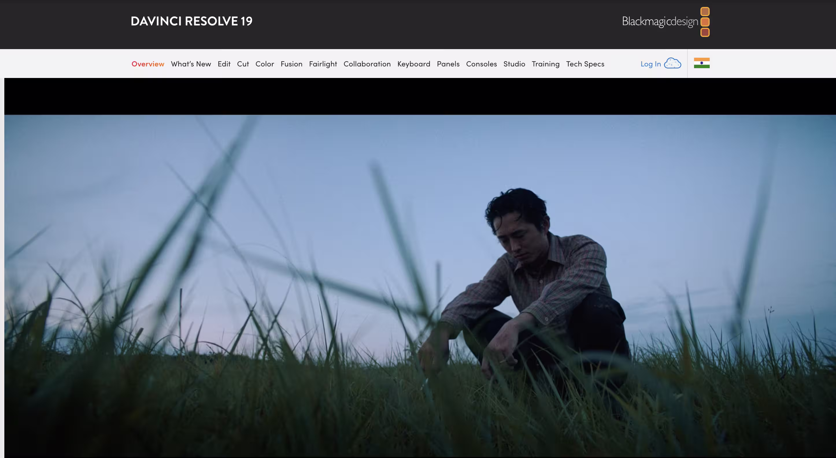 Interface do DaVinci Resolve 19 mostrando ferramentas de correção de cor com cena cinematográfica