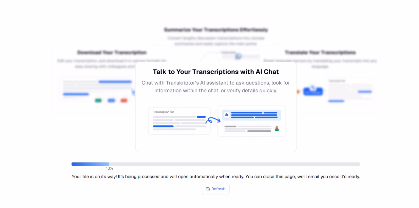Interface de chat IA pour l'interaction avec les transcriptions