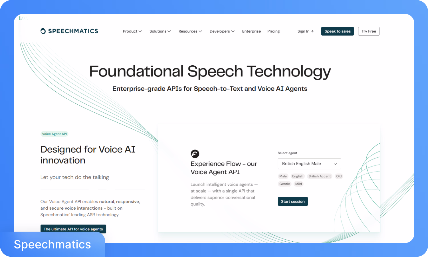 פלטפורמת טכנולוגיית דיבור בסיסית של Speechmatics עם הדגמת ממשק API לסוכן קולי