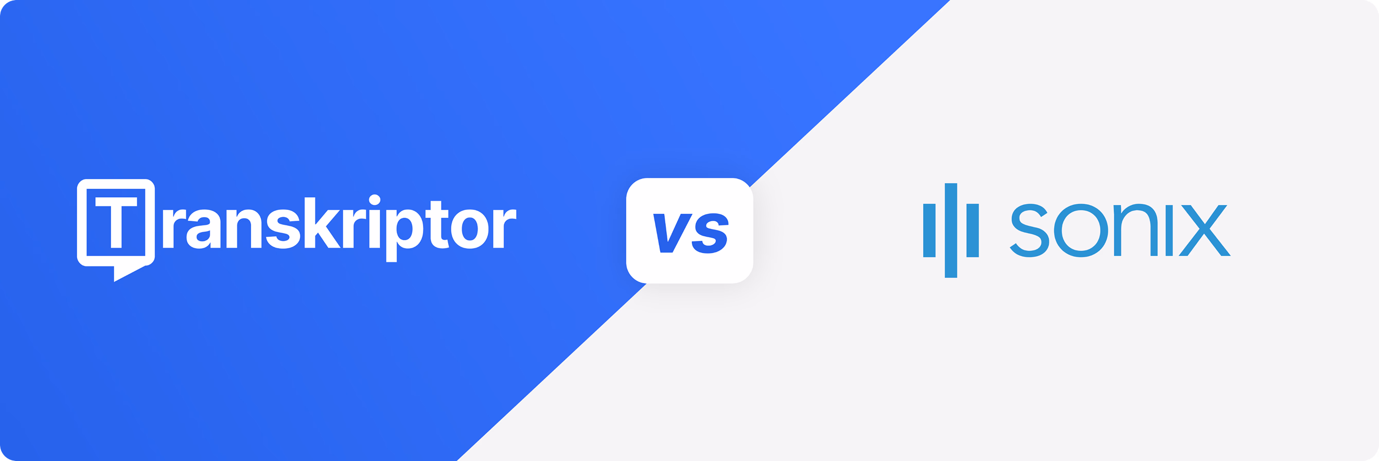 Grafik perbandingan Transkriptor vs Sonix dengan logo.